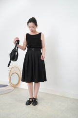 Black crochet knit vest in boat neck