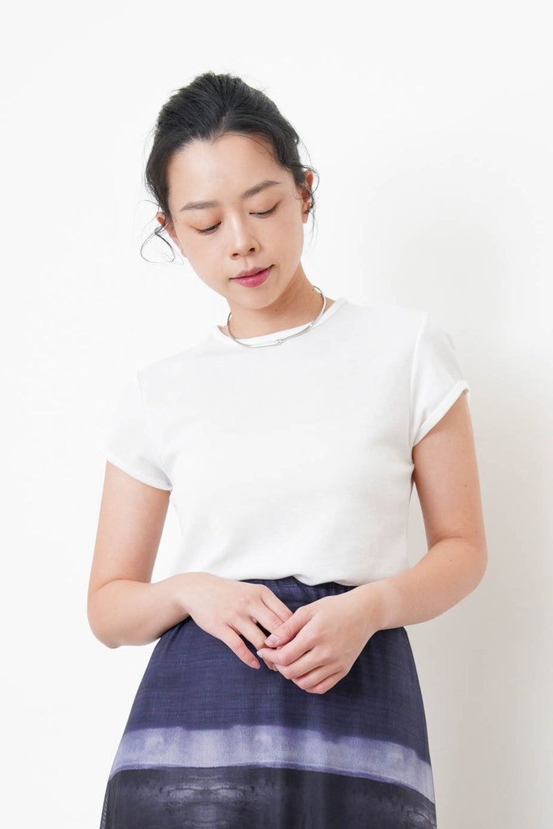White summer Tee in folded sleeves