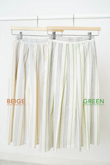 Colored striped texture pleats skirt