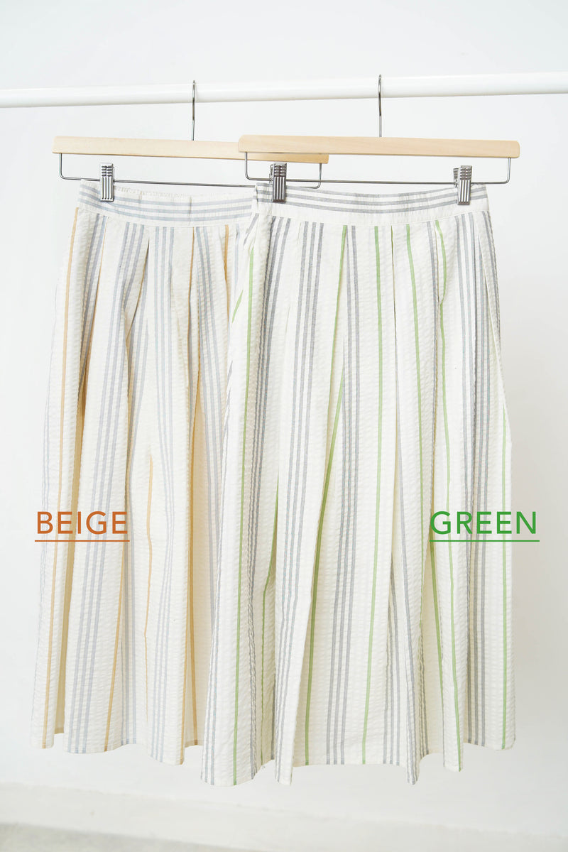Colored striped texture pleats skirt