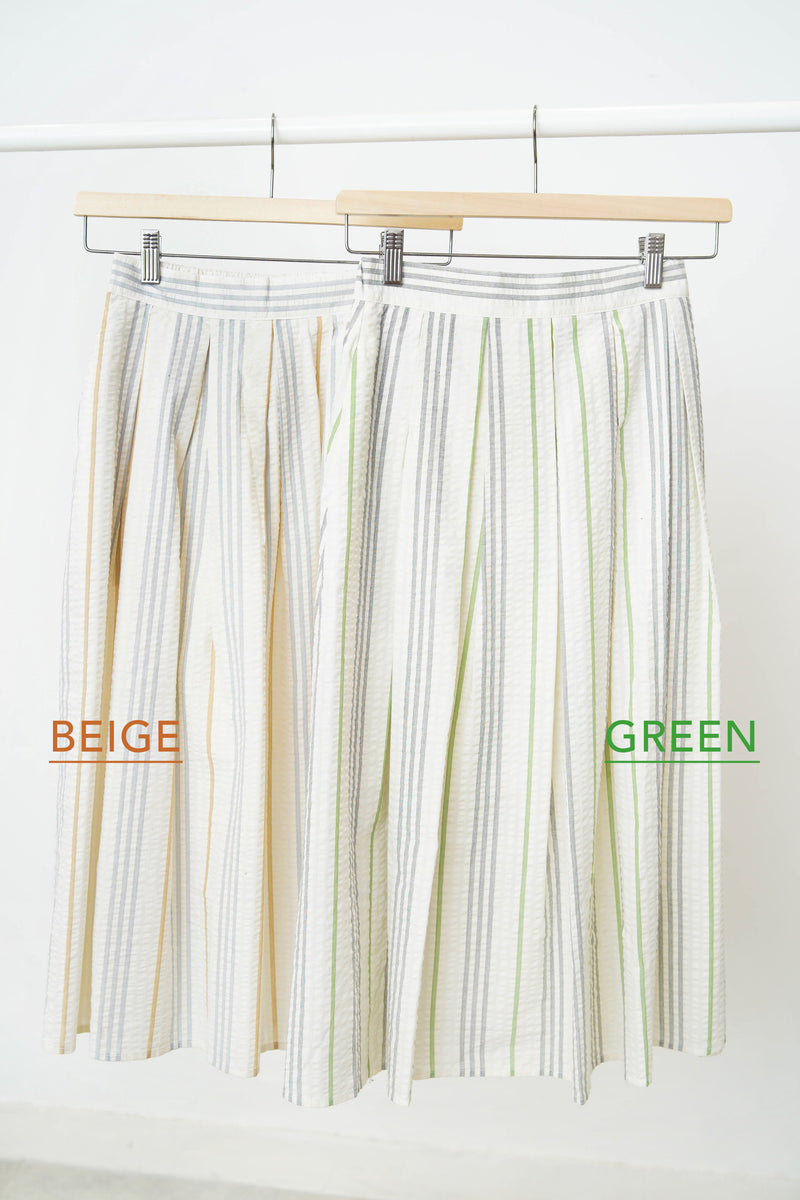 Colored striped texture pleats skirt