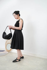 Black crochet knit vest in boat neck