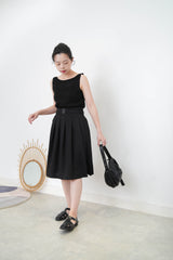Black crochet knit vest in boat neck