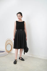 Black crochet knit vest in boat neck