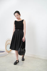 Black crochet knit vest in boat neck