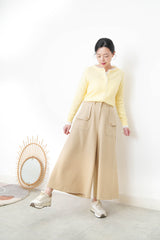 Camel wide leg palazzo w/ pocket buttons