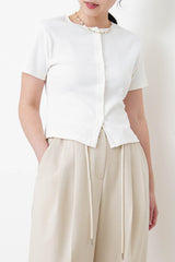 White button crop top