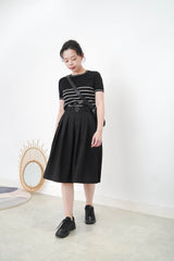 Black stripes thin knit top