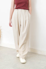 Beige smooth trousers w/ waist strings
