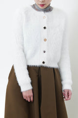 White fluffy cardigan w/ detail buttons