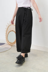 Black overlap trousers w/ strings