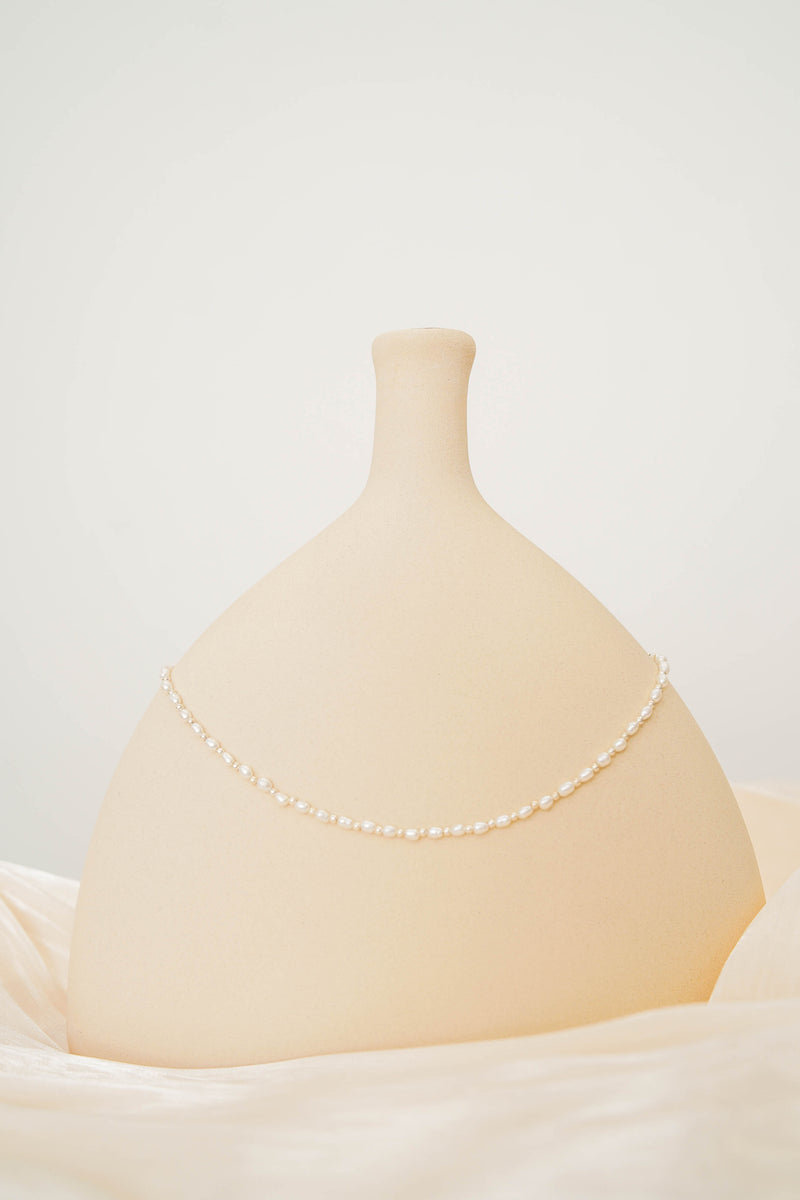 Freshwater pearl w/ 925 silver minimal necklace