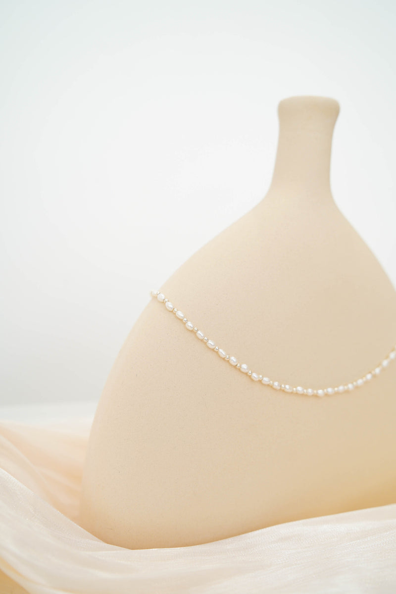Freshwater pearl w/ 925 silver minimal necklace