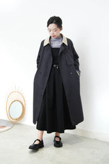 Charcoal duo tone patchwork trench coat