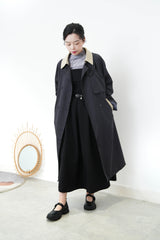 Charcoal duo tone patchwork trench coat