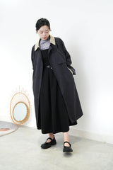 Charcoal duo tone patchwork trench coat