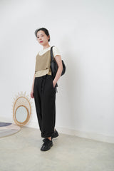 Beige 2 ways cami vest in double layers