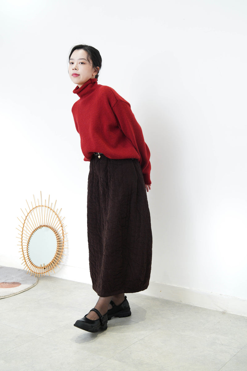 Wine stand collar sweater