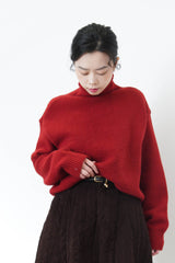 Wine stand collar sweater