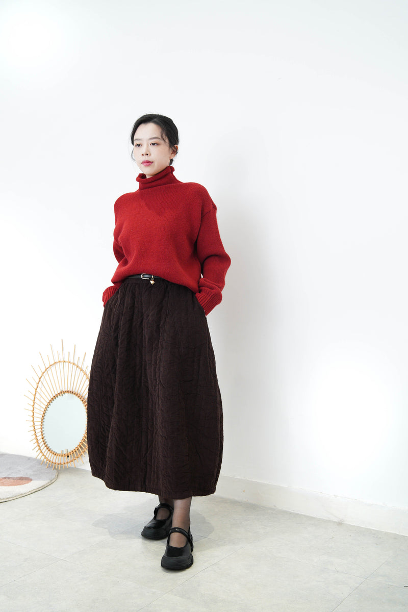 Wine stand collar sweater