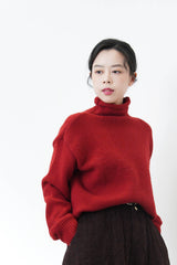 Wine stand collar sweater