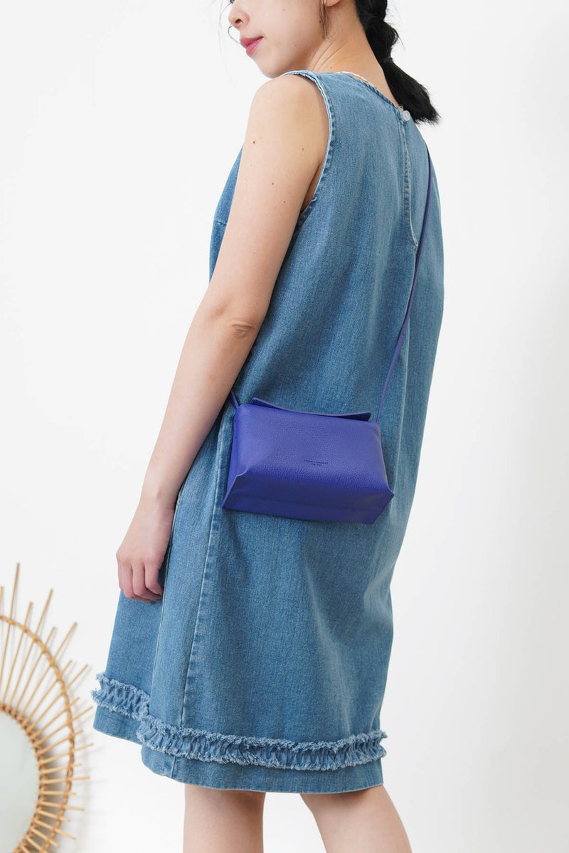 2 ways purple pillow bag w/ premium leather