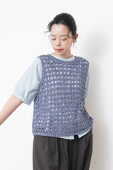 Blue crochet vest