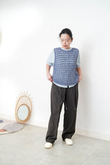 Blue crochet vest