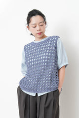 Blue crochet vest