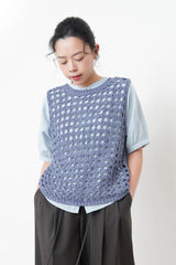 Blue crochet vest