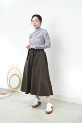 Army green A cut skirt w/ belt