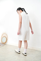 White v neck linen jumpsuit
