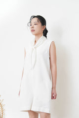 White v neck linen jumpsuit