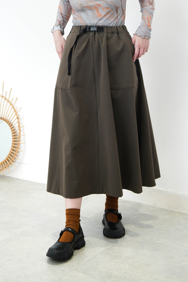 Army green A cut skirt w/ belt