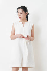 White v neck linen jumpsuit