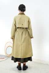 Beige duo tone patchwork trench coat