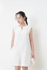 White v neck linen jumpsuit