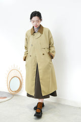 Beige duo tone patchwork trench coat