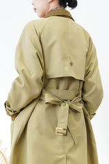 Beige duo tone patchwork trench coat