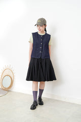 Navy denim vest