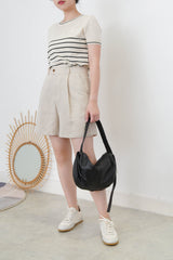 3 ways premium leather bag in moon shape