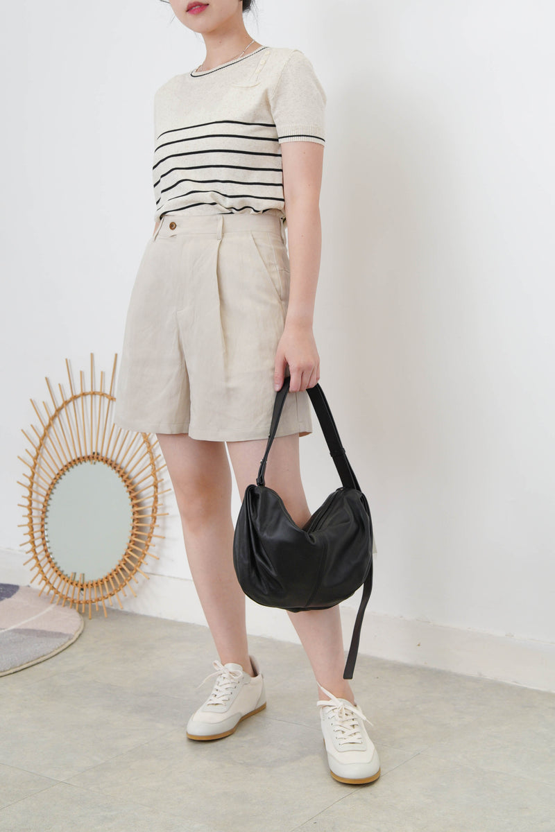 3 ways premium leather bag in moon shape