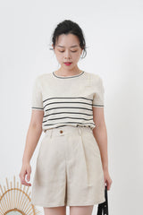 Black stripes thin knit top