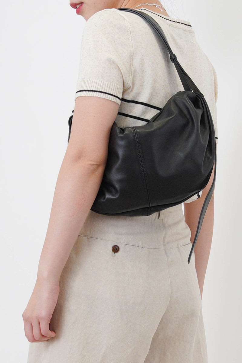 3 ways premium leather bag in moon shape