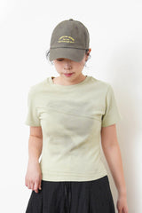 Avocado green tee top with paint