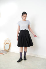 Black A line peplum skirt w/ embroidery