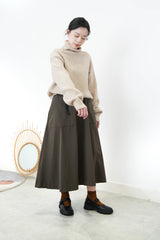 Army green A cut skirt w/ belt