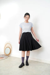 Black A line peplum skirt w/ embroidery