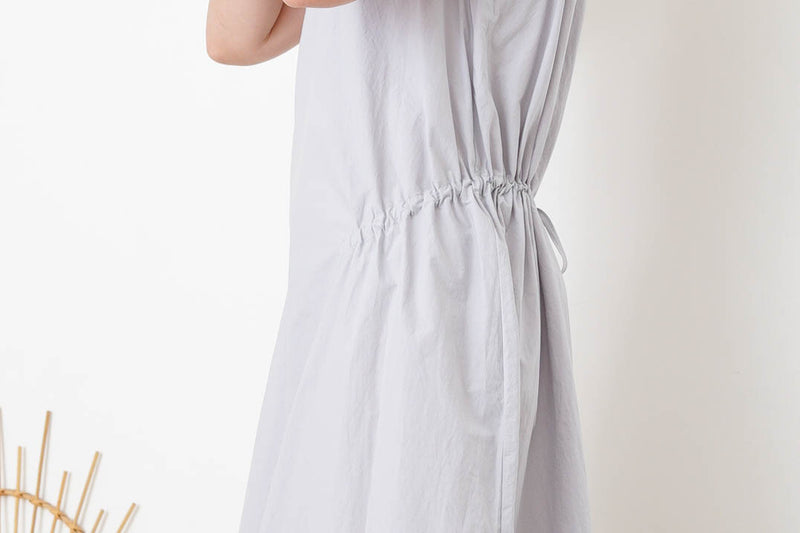 Grey one piece w/ waist zip tie