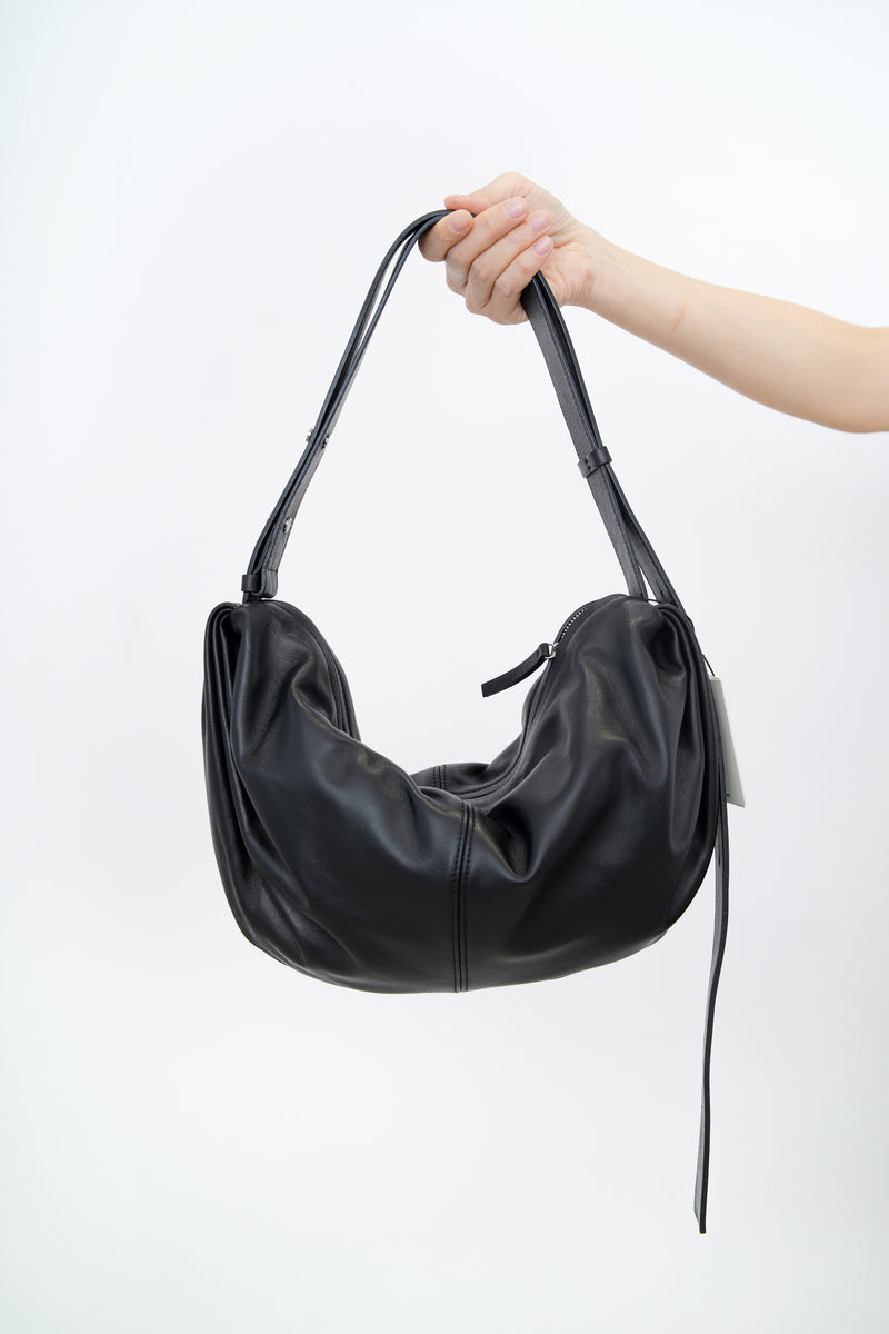 3 ways premium leather bag in moon shape